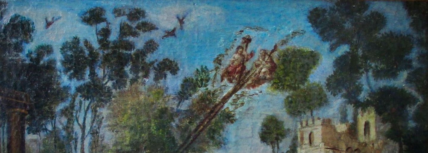 アンティーク 絵画 詳細不明 1940年代のアンティーク 絵画（ピンク）(m-421-z)｜アンティーク雑貨